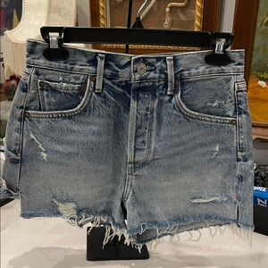 AGOLDE Jaden High Rise Cut Off Denim Shorts Size 26 Surreal Wash Distressed NWT
